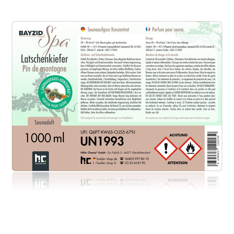 1 L BAYZID® SPA Saunaingieting Alpenden