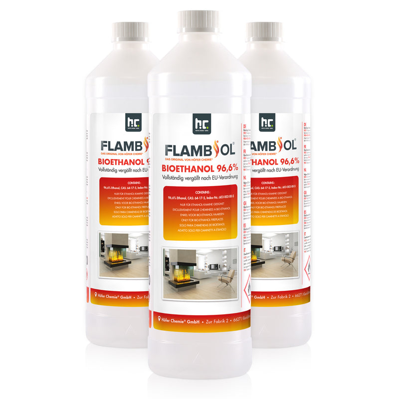 1 L FLAMBIOL® bio-ethanol 96,6% Premium voor ethanol-tafelhaard