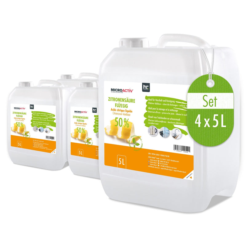5 L Microactiv® Zitronensäure 50% flüssig Entkalker in Kanister - Höfer Chemie GmbH