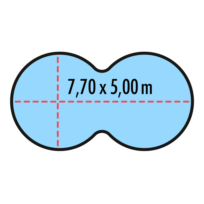 Poolabdeckung für achtförmige Pools 7,70 x 5 m