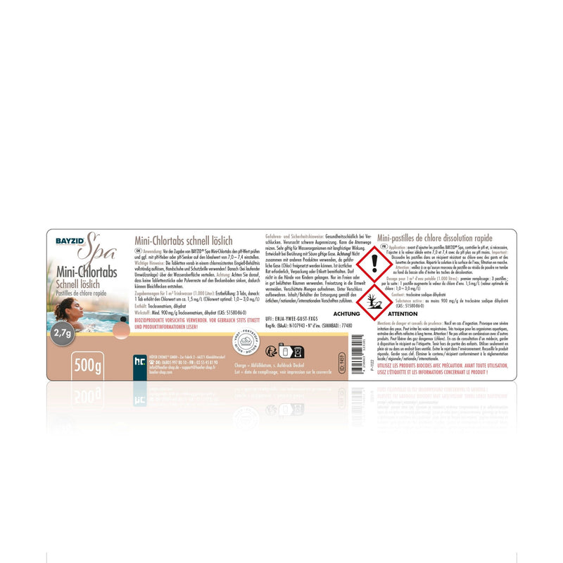 500 g BAYZID® SPA Mini - Chlortabs 2,7 g schnell löslich - Höfer Chemie GmbH