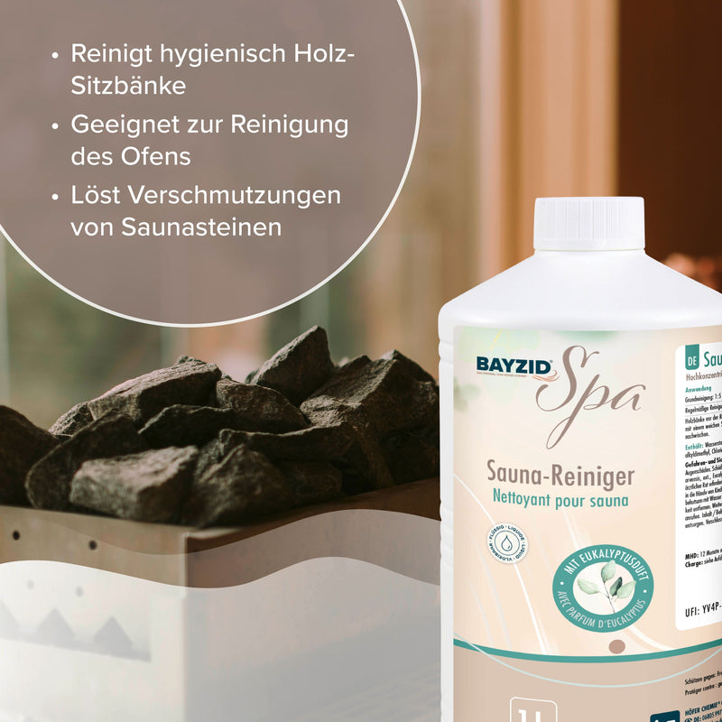 1 L BAYZID® SPA Saunareiniger mit Eukalyptusduft - hochkonzentriertes Reinigungsmittel - Höfer Chemie GmbH
