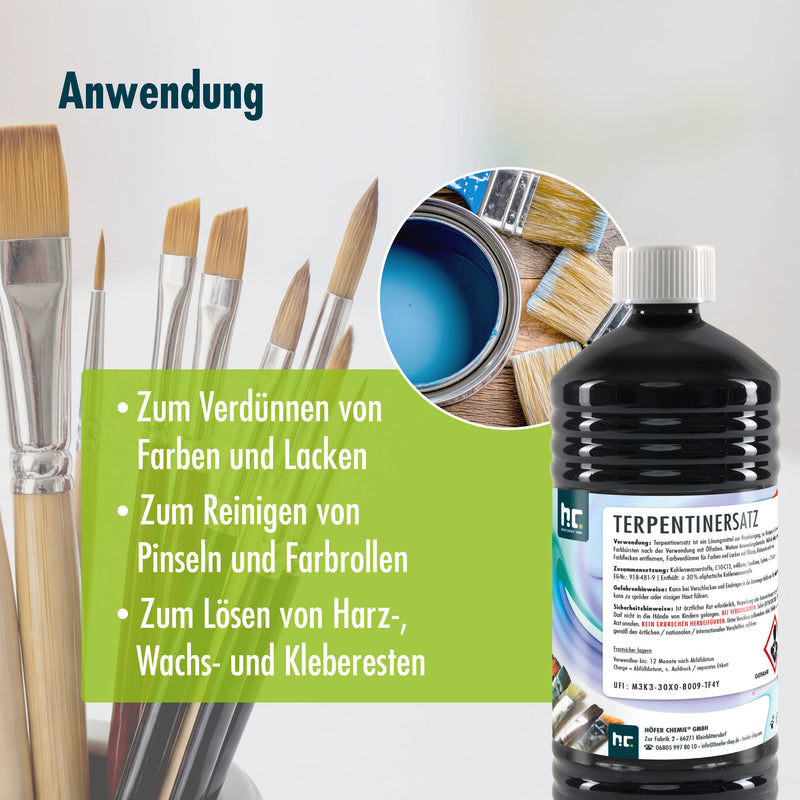 1 L Höfer Chemie® Terpentin-Ersatz in Flaschen - Höfer Chemie GmbH