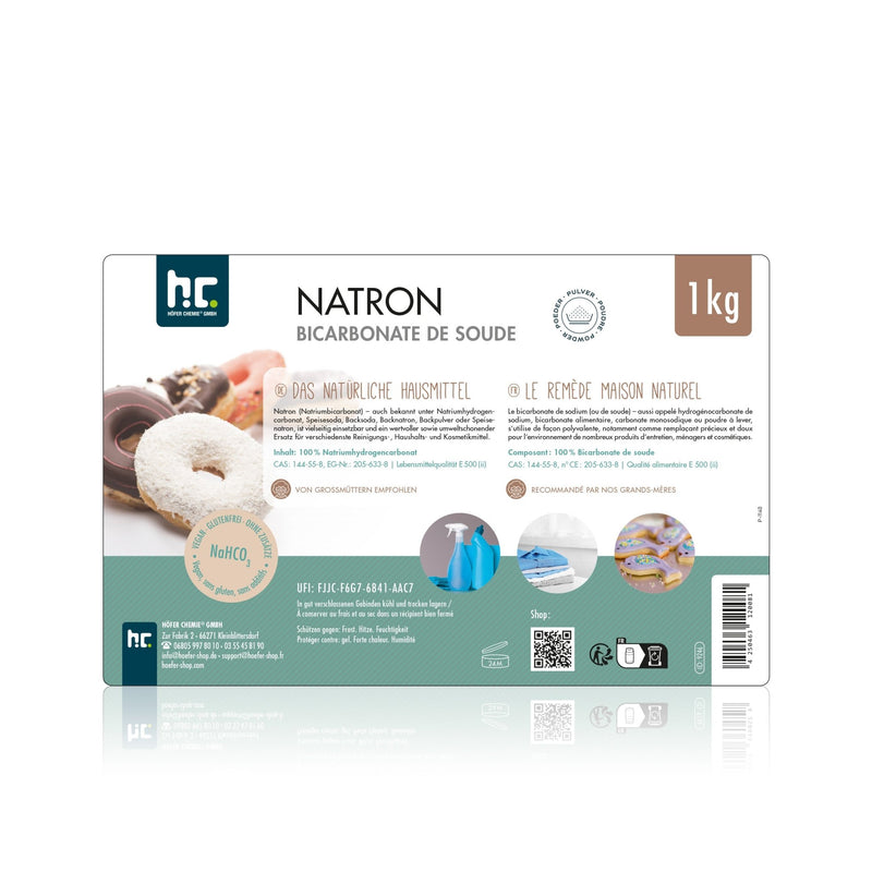 1 kg Höfer Chemie® Natron Backsoda Natriumhydrogencarbonat in Lebensmittelqualität - Höfer Chemie GmbH