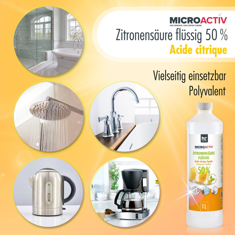 5 L Microactiv® Zitronensäure 50% flüssig Entkalker in Kanister - Höfer Chemie GmbH