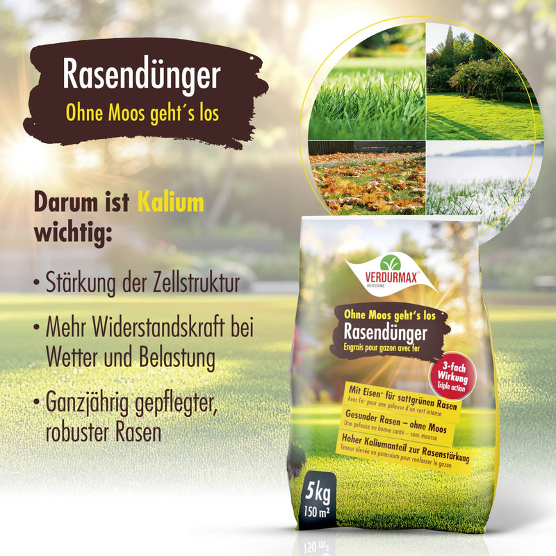 5 kg VERDURMAX® Rasendünger mit Eisen - Ohne Moos geht´s los