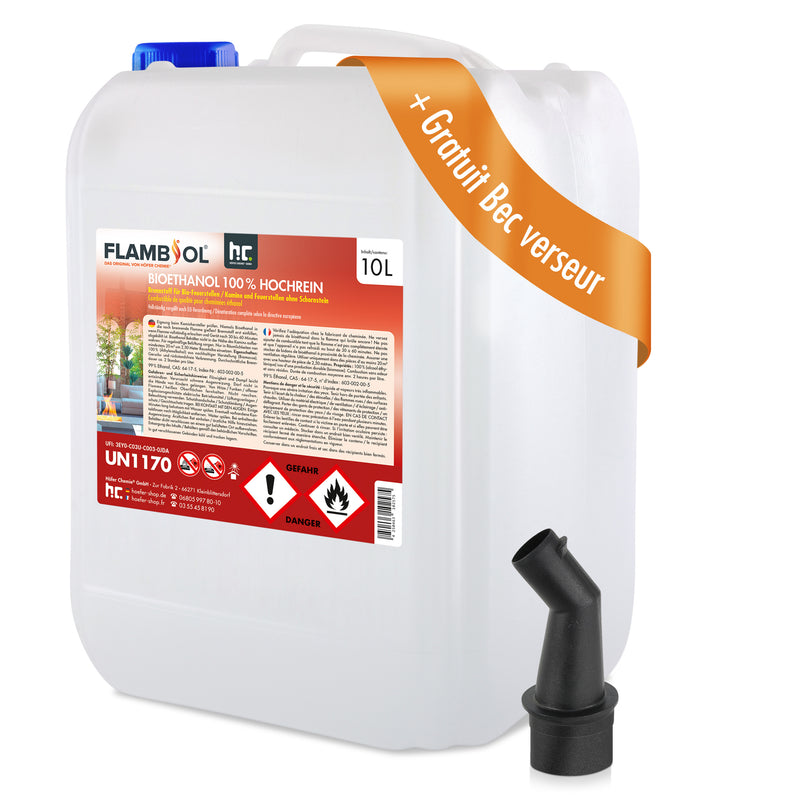 Bioéthanol à 100 % FLAMBIOL® dénaturé en bidon de 10 L