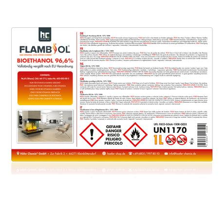 6x 1 L Probierset FLAMBIOL® Bioethanol