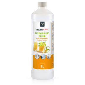 1 L Microactiv® Zitronensäure 50% flüssig Entkalker in Flaschen - Höfer Chemie GmbH