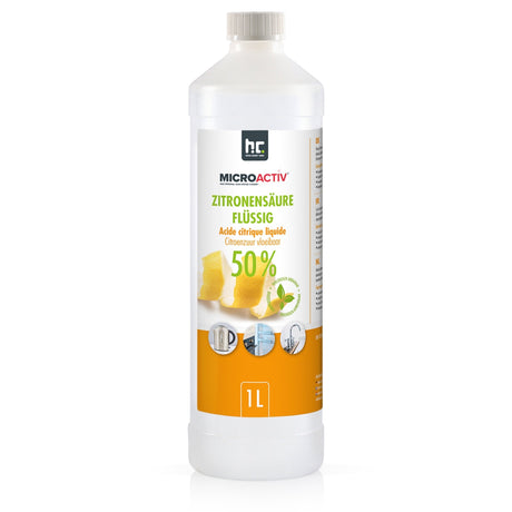 1 L Microactiv® Zitronensäure 50% flüssig Entkalker in Flaschen - Höfer Chemie GmbH
