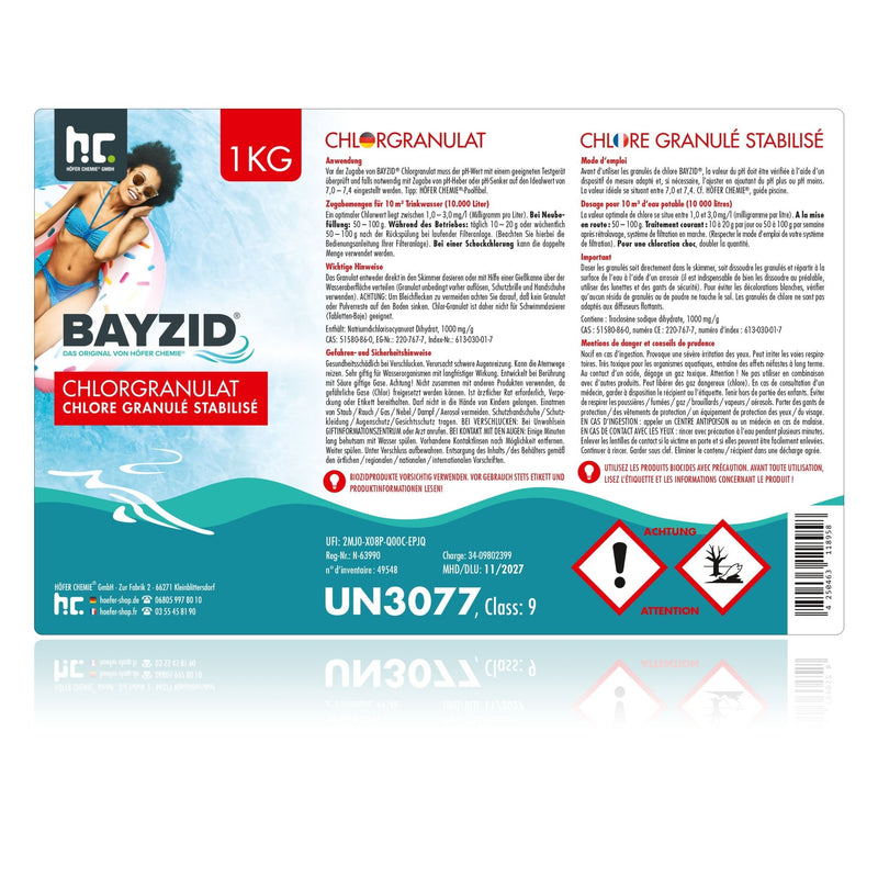 1 kg BAYZID® Chlorgranulat für Pools - Höfer Chemie GmbH