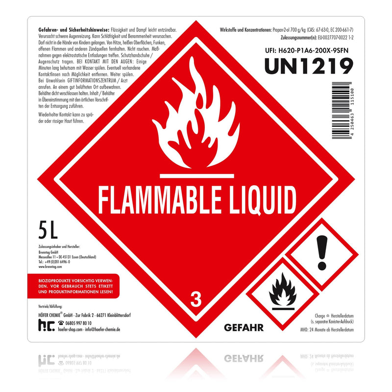 5 L Isopropanol 70 - Desinfektionsmittel für Oberflächen - Höfer Chemie GmbH