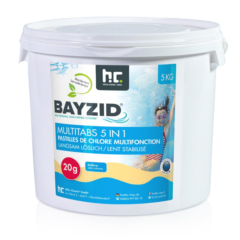 5 kg BAYZID® Multitabs 20g 5in1 für Pools in Eimer - Höfer Chemie GmbH