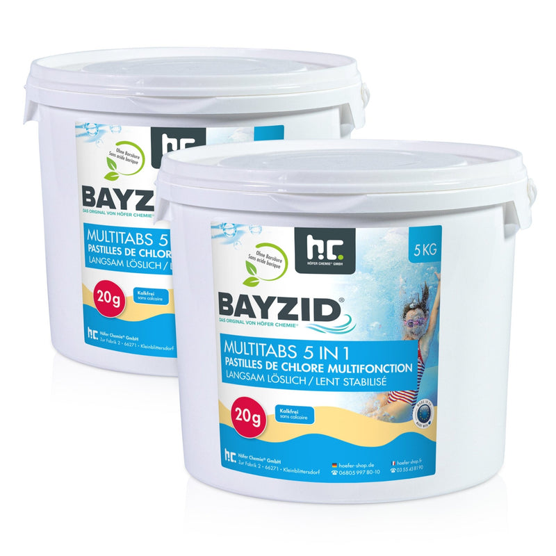 5 kg BAYZID® Multitabs 20g 5in1 für Pools in Eimer - Höfer Chemie GmbH