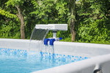 Flowclear™ zwembadwaterval met ledverlichting voor zwembaden met stalen frame