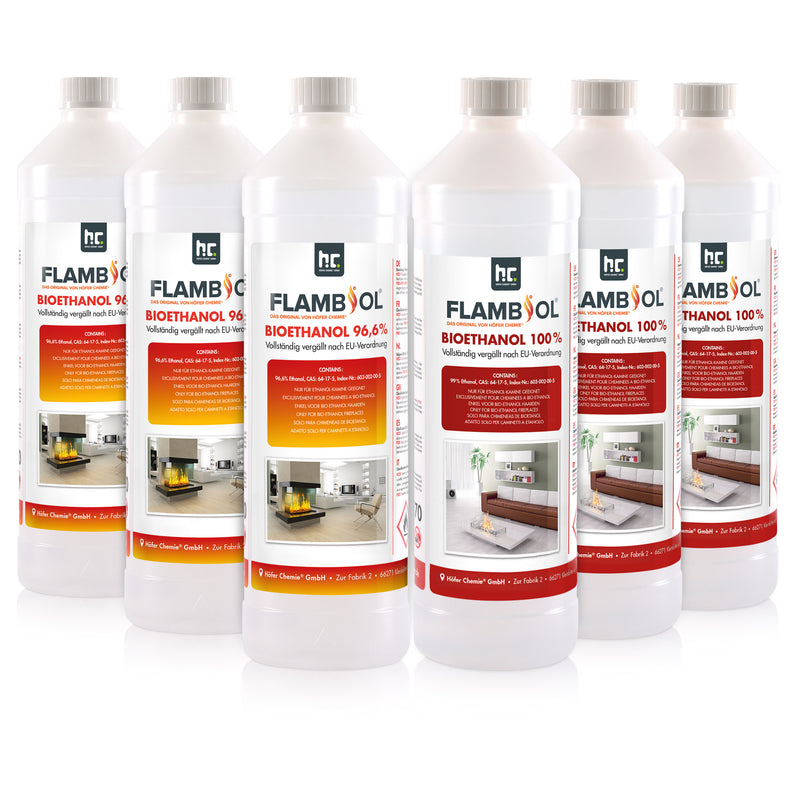6x 1 L Probierset FLAMBIOL® Bioethanol