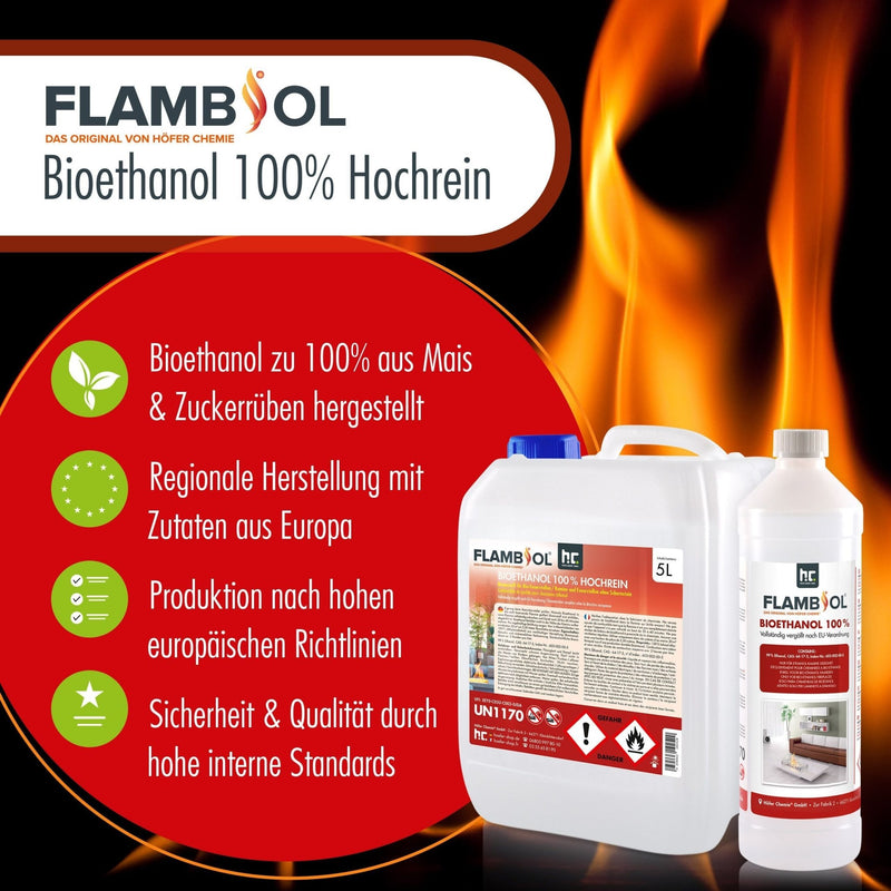 10 L FLAMBIOL® Bioethanol 100% Hochrein in Kanister - Höfer Chemie GmbH