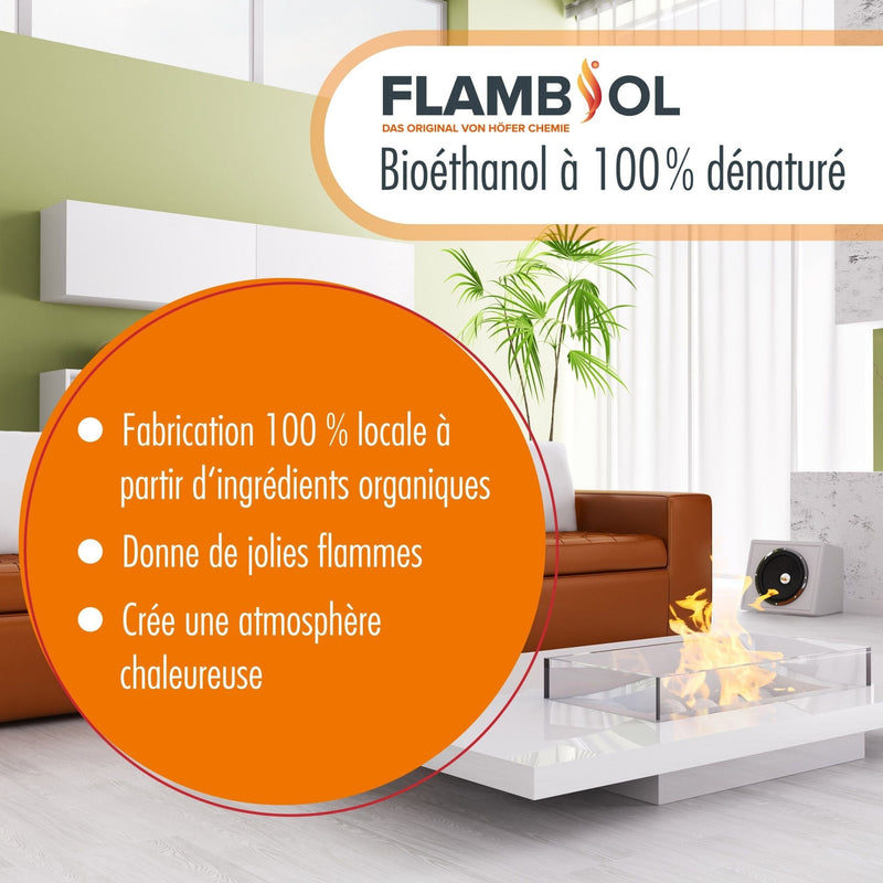 Bioéthanol à  96,6% FLAMBIOL® dénaturé en bidon de 10 L
