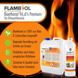 1 L FLAMBIOL® Bioethanol 96,6% Premium für Ethanol - Tischkamin - Höfer Chemie GmbH