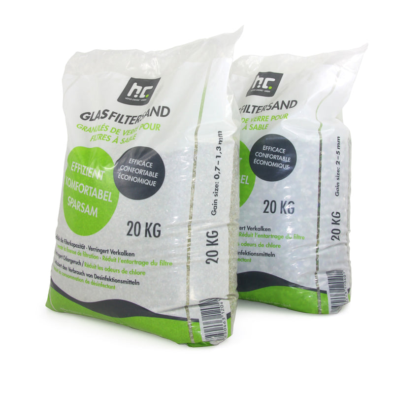 2 x 20 kg Höfer Chemie® speciaal glasgranulaat voor zandfiltersystemen - set