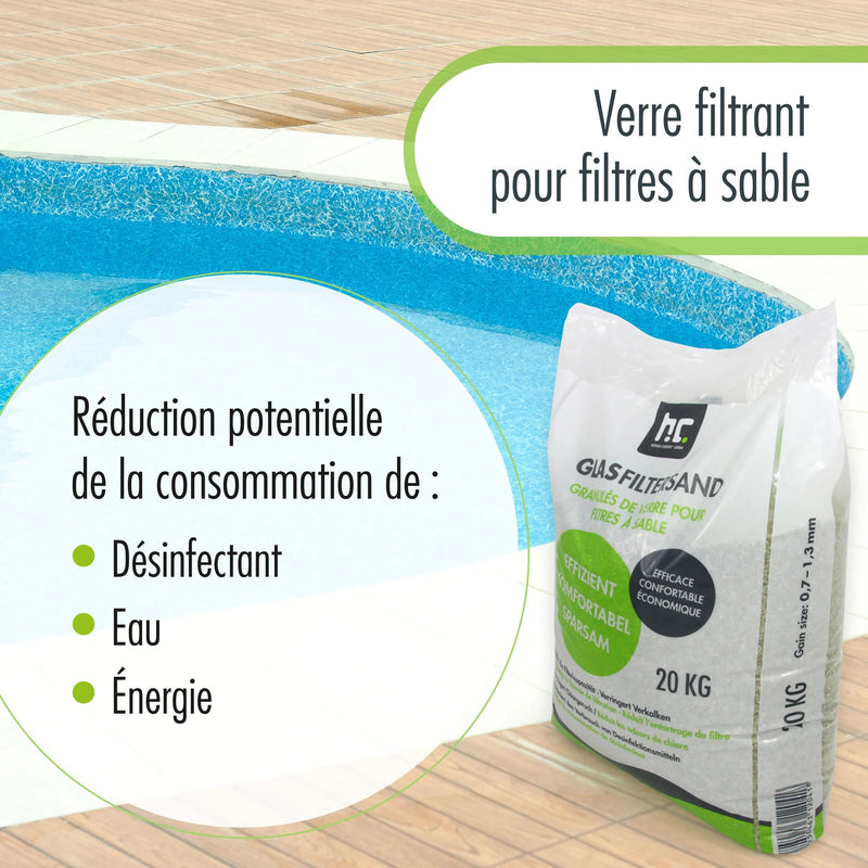 2 x 20 kg Höfer Chemie® speciaal glasgranulaat voor zandfiltersystemen - set