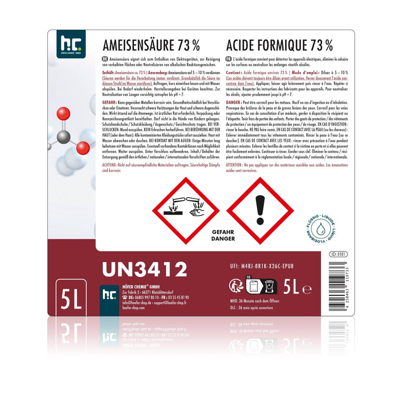 5 L Höfer Chemie® Ameisensäure 73% technische Qualität - Höfer Chemie GmbH