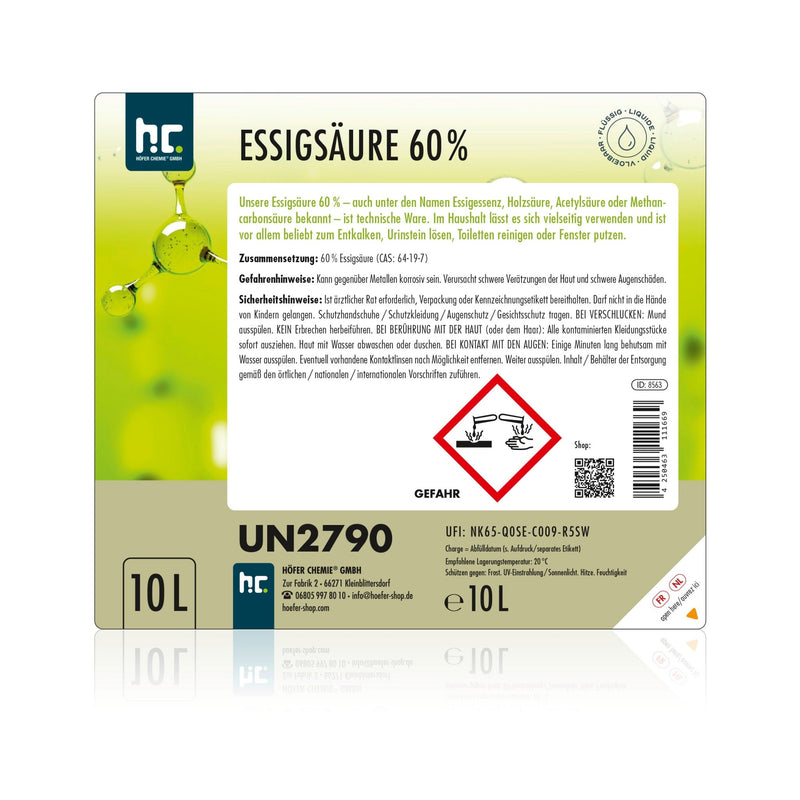 10 L Höfer Chemie® Essigsäure 60% - Höfer Chemie GmbH