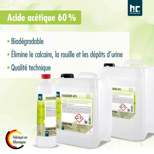 1 L Höfer Chemie® Essigsäure 60% in Flaschen - Höfer Chemie GmbH