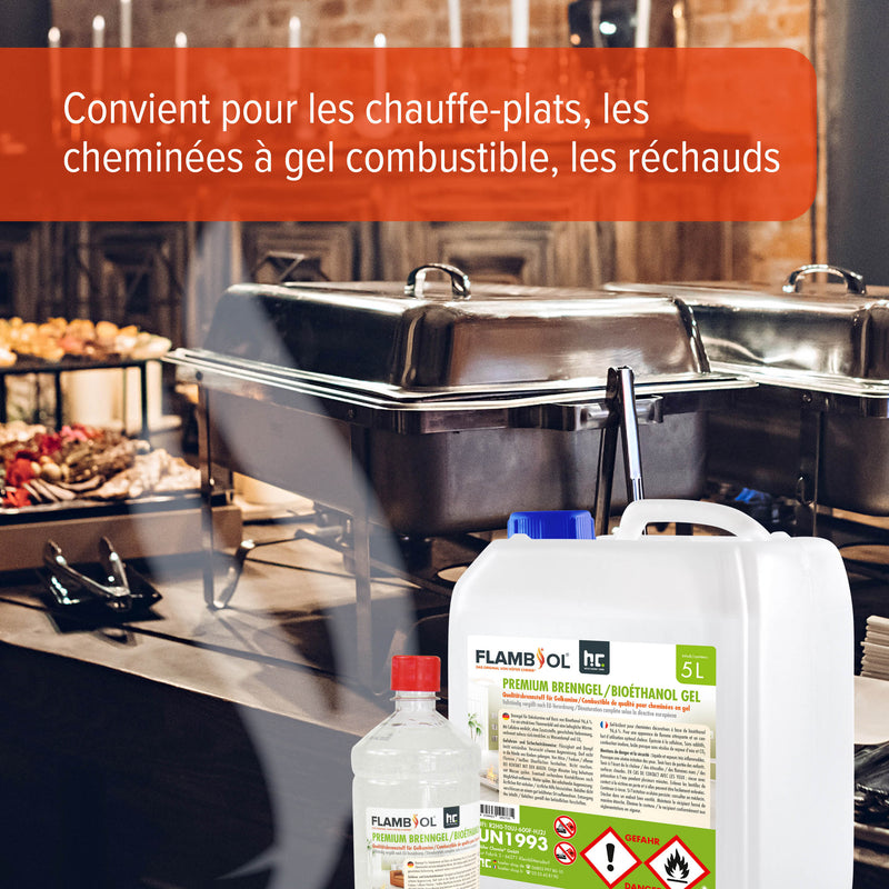 1 L FLAMBIOL® Premium Brenngel aus Bioethanol für Tischfeuer in Flaschen - Höfer Chemie GmbH