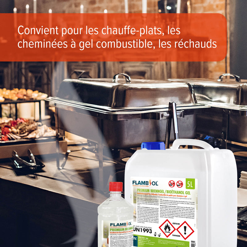 1 L FLAMBIOL® Premium Brenngel aus Bioethanol für Tischfeuer in Flaschen - Höfer Chemie GmbH