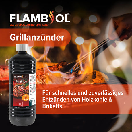 1 L FLAMBIOL® Grillanzünder flüssig für Grills und Feuerstellen in Flasche - Höfer Chemie GmbH