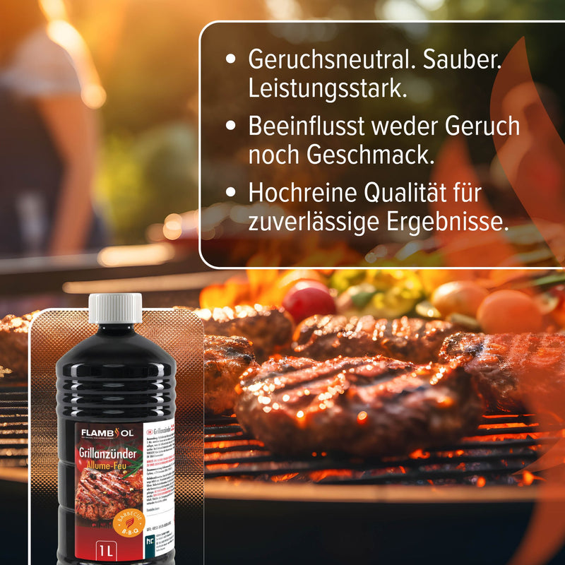 1 L FLAMBIOL® Grillanzünder flüssig für Grills und Feuerstellen in Flasche - Höfer Chemie GmbH