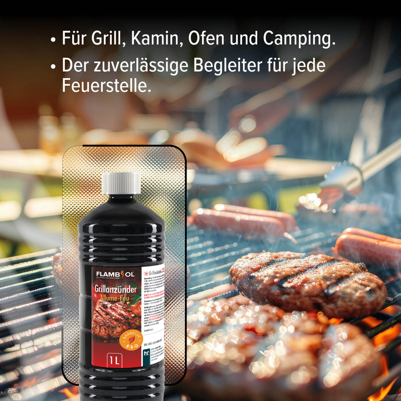 1 L FLAMBIOL® Grillanzünder flüssig für Grills und Feuerstellen in Flasche - Höfer Chemie GmbH