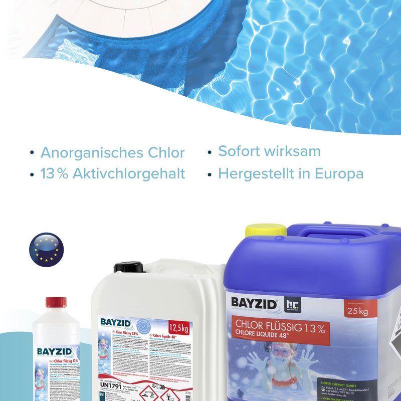 12,5 kg BAYZID® Chlor 13% flüssig für Pools in Kanister - Höfer Chemie GmbH