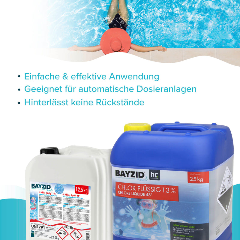 12,5 kg BAYZID® Chlor 13% flüssig für Pools in Kanister - Höfer Chemie GmbH
