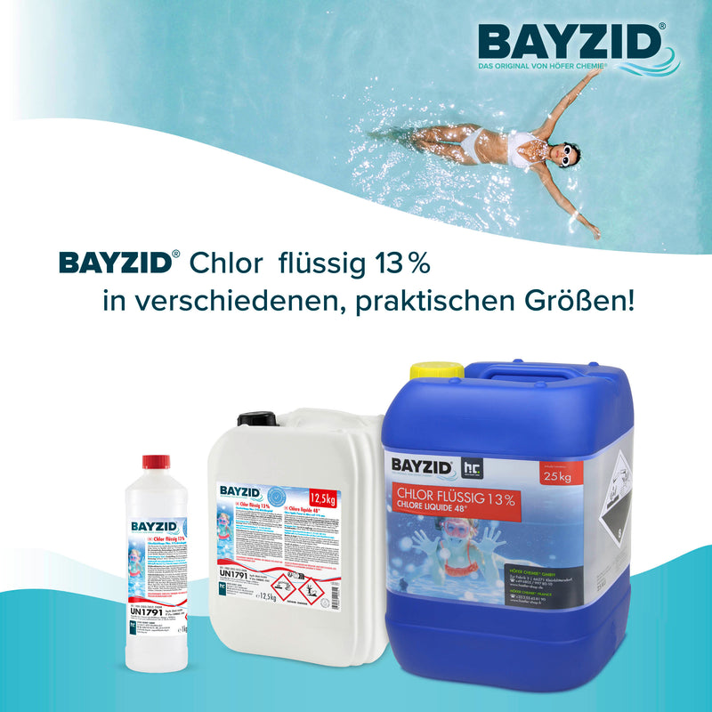 25 kg BAYZID® Chlor 13% flüssig für Pools in Kanister - Höfer Chemie GmbH