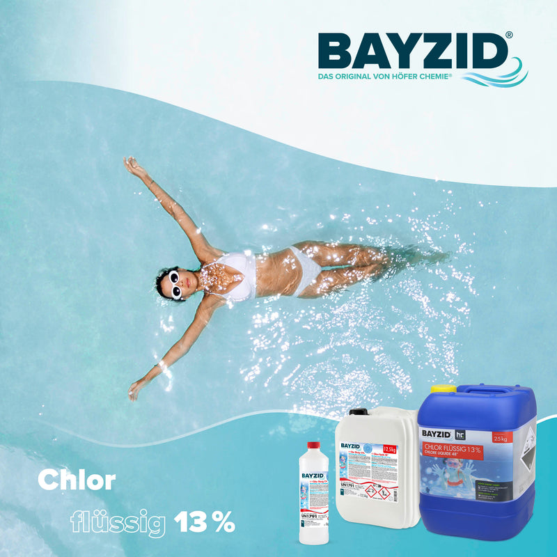 25 kg BAYZID® Chlor 13% flüssig für Pools in Kanister - Höfer Chemie GmbH