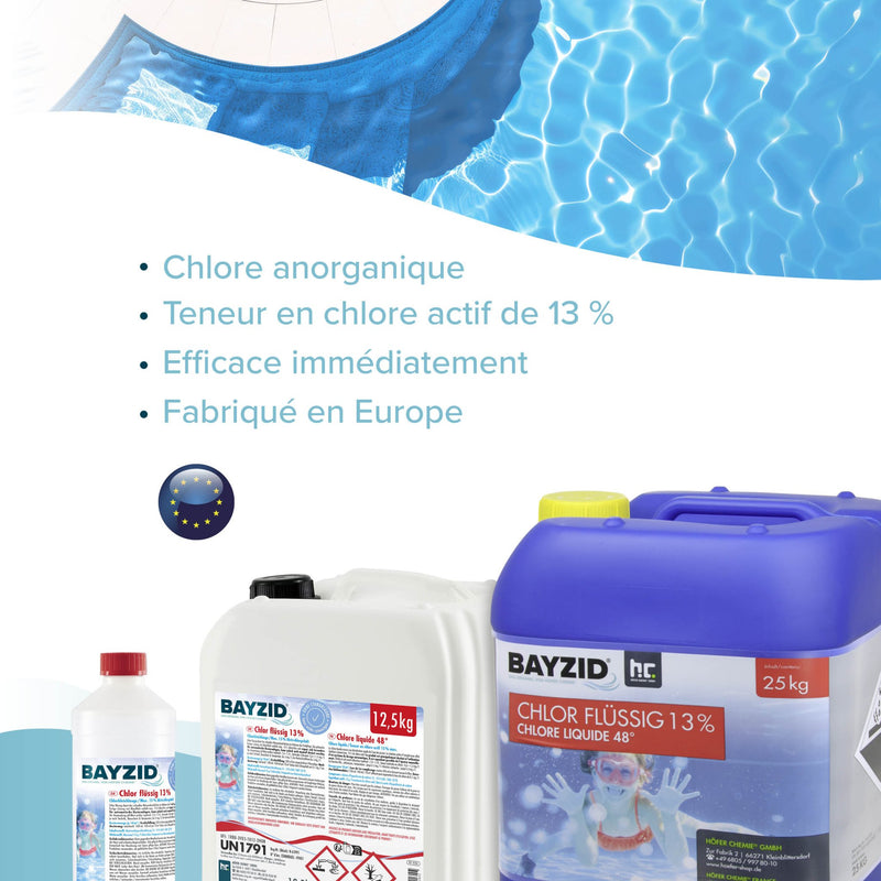 25 kg BAYZID® Chlor 13% flüssig für Pools in Kanister - Höfer Chemie GmbH