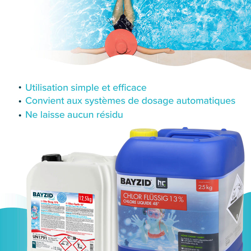 25 kg BAYZID® Chlor 13% flüssig für Pools in Kanister - Höfer Chemie GmbH