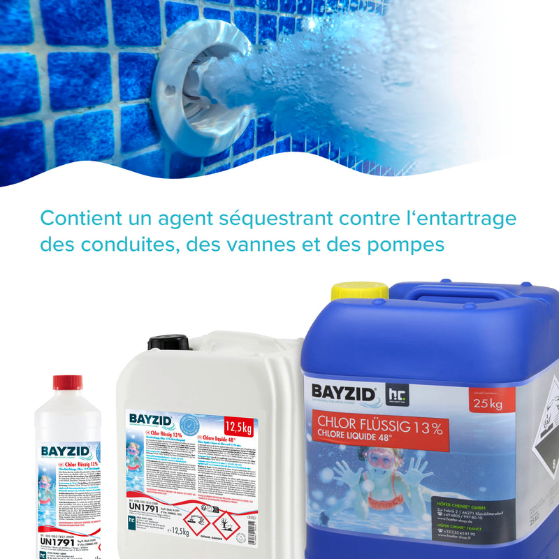 12,5 kg BAYZID® Chlor 13% flüssig für Pools in Kanister - Höfer Chemie GmbH