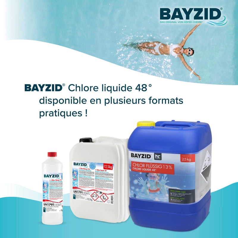 25 kg BAYZID® Chlor 13% flüssig für Pools in Kanister - Höfer Chemie GmbH