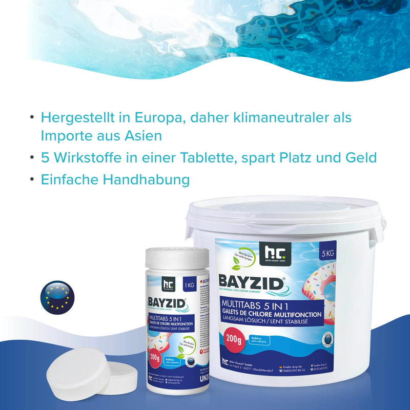 5 kg BAYZID® Multitabs 200g 5in1 für Pools in Eimer - Höfer Chemie GmbH