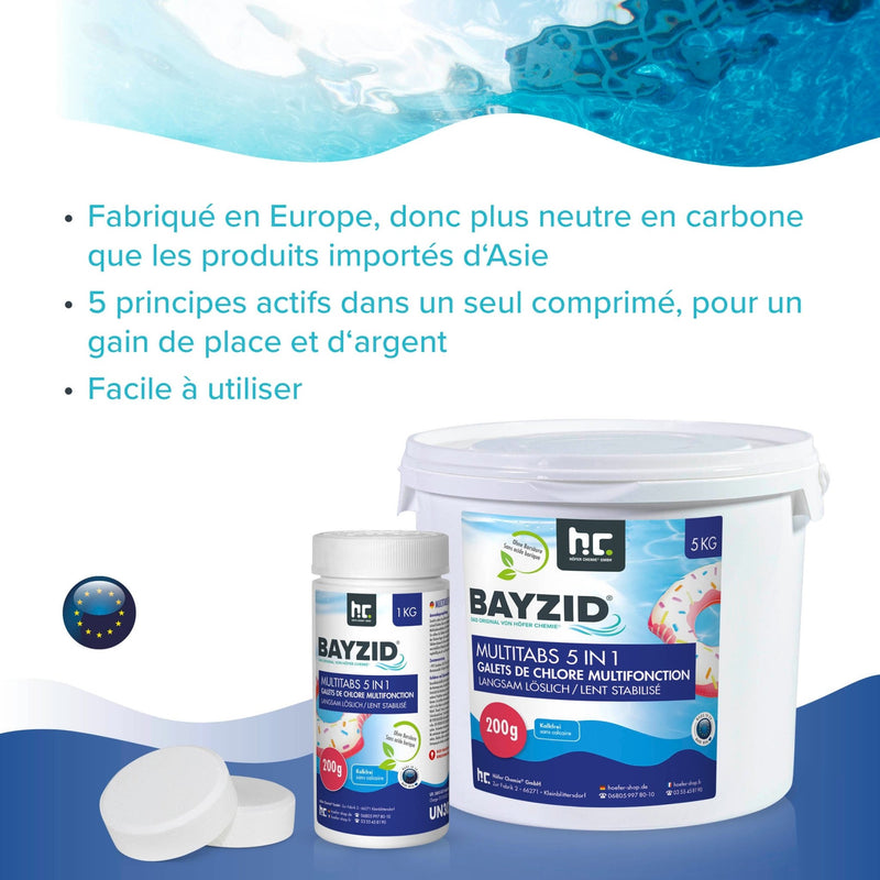 5 kg BAYZID® Multitabs 200g 5in1 für Pools in Eimer - Höfer Chemie GmbH