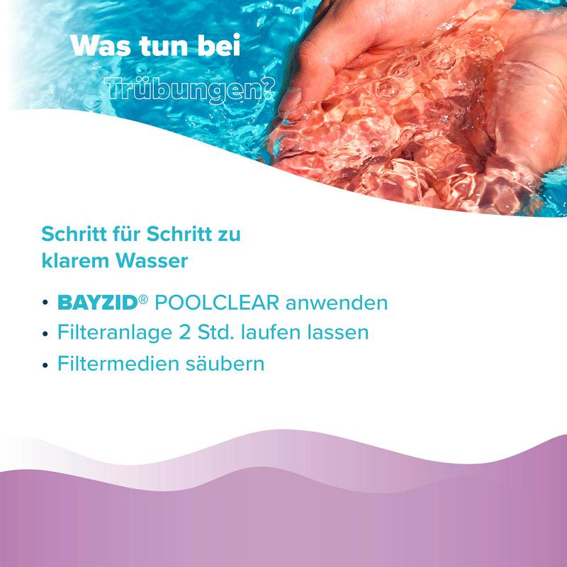 5 L BAYZID® Poolclear - Trübungsbeseitigung für Pool-Filter mit Kartuschen & Filterballs - Höfer Chemie GmbH