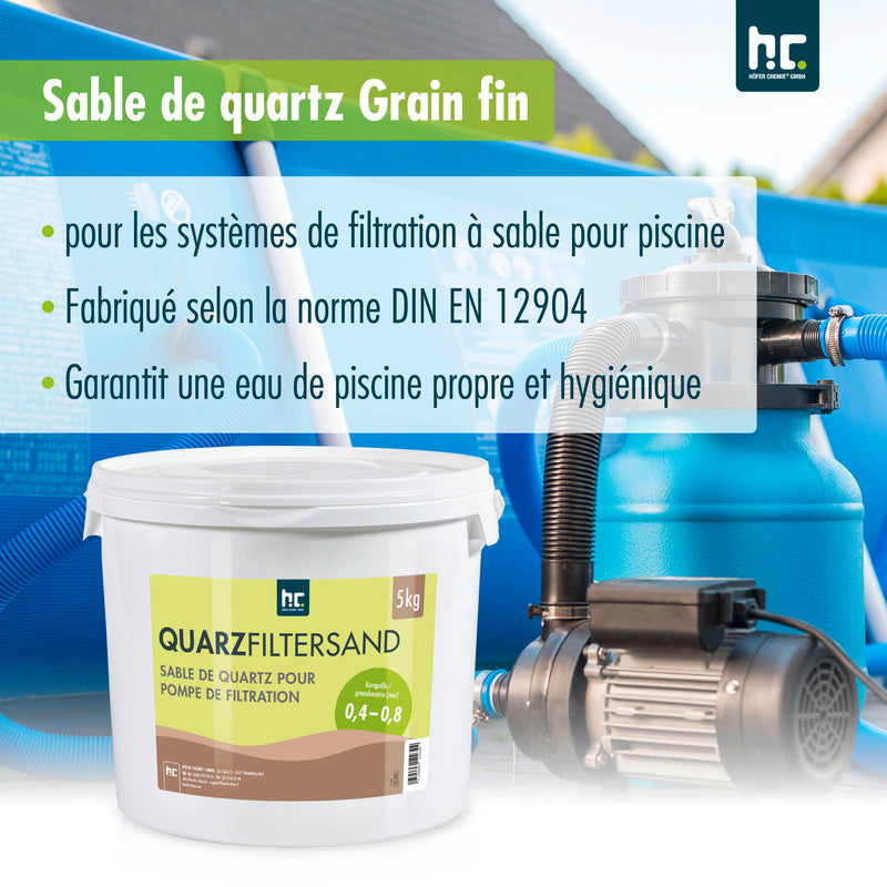 5 kg Premium Quarzsand Filtersand 0,4 - 0,8 mm - Höfer Chemie GmbH