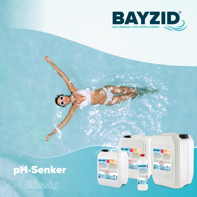 1 kg BAYZID® pH Minus flüssig 14,9% für Pools in Flaschen - Höfer Chemie GmbH