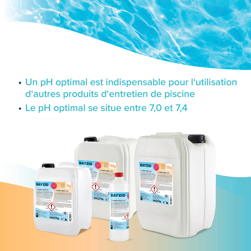 1 kg BAYZID® pH Minus flüssig 14,9% für Pools in Flaschen - Höfer Chemie GmbH