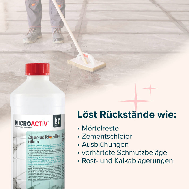 1 L Microactiv® Zement - und Betonschleierentferner in Flaschen - Höfer Chemie GmbH