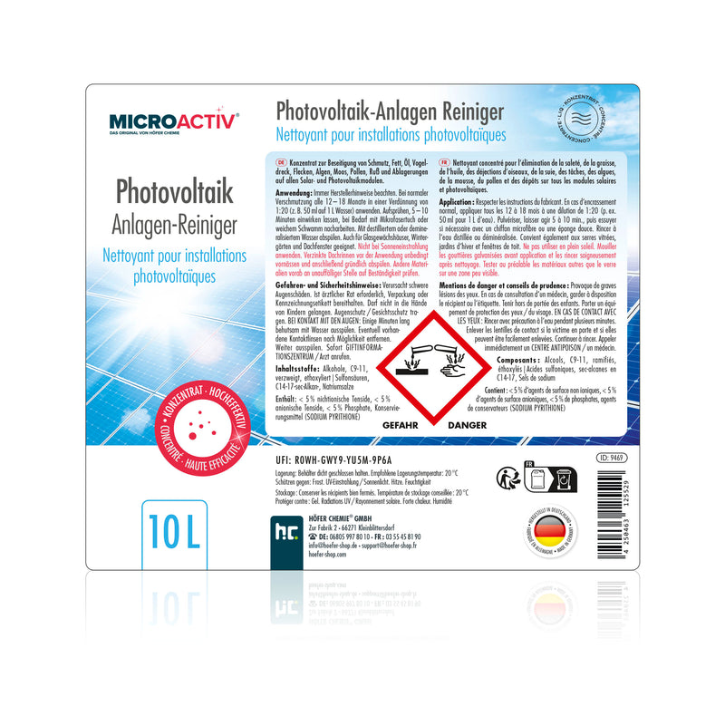 10 L MICROACTIV® Photovoltaik Anlagen Reiniger