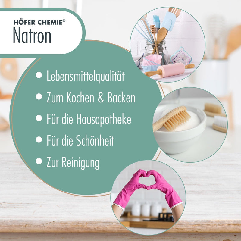 25 kg Natron Backsoda Natriumhydrogencarbonat in Lebensmittelqualität - der perfekte Haushaltshelfer - Höfer Chemie GmbH